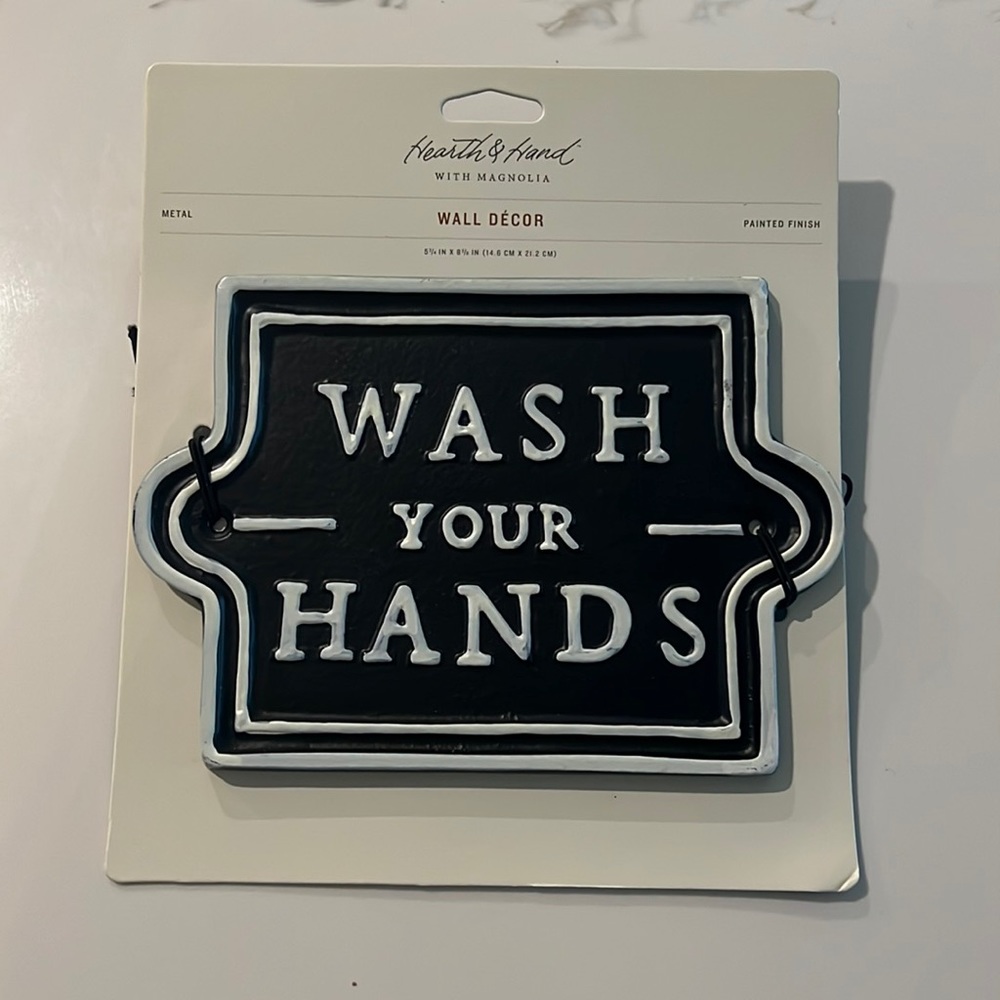 Wash Your Hands Sign - Hearth & Hand NWT